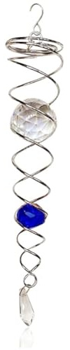 Rtauhife Gazing Ball Spiral Tail Wind Spinner Stabilizer, Spiral Wind Spinner, Garden Decoration Blue