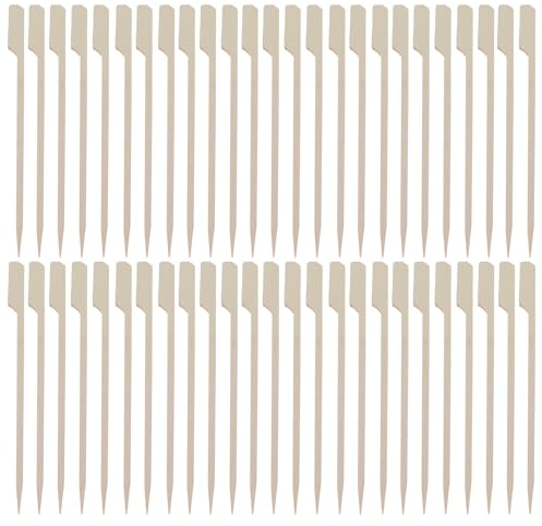 MTQY Lot de 100 brochettes plates en bambou en forme de brochettes de 15 cm pour barbecue, grillades à fruits, guimauves