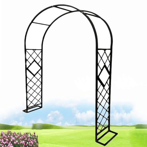 Großer Garden Rosenbogen Mit Abnehmbarem Sockel, Torbogen Garten Rankgitter Rosenhilfe Aus Metall, Stabiler Rankbogen Für Außenterrasse, Hinterhof, Rasen, Innenhof(Color:Black,Size:340cm/133.8in)