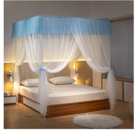 Betthimmel mit 4 Eckpfosten, Moskitonetz im Sommer, dekorative Bettvorhänge für Einzel- und Doppelbetten im Schlafzimmer mit Metallhalterungen (Farbe: 3#, Größe: 150 x 200 cm) (4# 200 x 220 cm) (4# 15