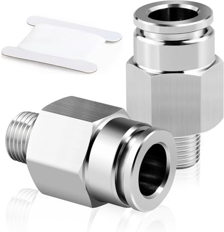 TAILONZ PNEUMATIC 304 Edelstahl männlich gerade 8mm Rohr OD x 1/8 BSP Push to Connect Fittings PC8-01 (Packung mit 2)