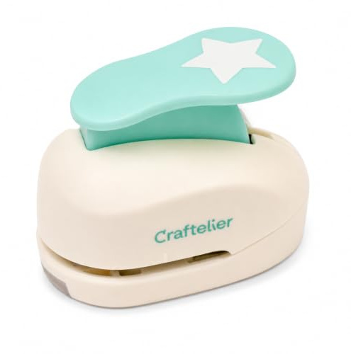 Craftelier - Motivstanzer Stern 1 (2,54 cm) für Papier und Karton | 2,54 cm Durchmesser, für Scrapbooking und Bastelarbeiten, mit Auffangbehälter, präzise Ausschnitte, Größe 7 x 4,5 x 6 cm