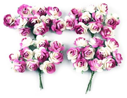 KADADSA 50 pcs Mini Mulberry Paper Roses Tiny Artificial Flowers Color Mulberry Paper Flower 20-24 mm Flower Wedding Scrapbooking Handmade (20-24 mm / 50 pcs)