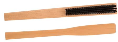 Healvian Wooden Suit Clothes Brush and Shoehorn Set with Long Handle, Fabric Laundry Stain Remover Brush for Hotel Guest Rooms, Natural Wood Shoe Spoon for Travel and Home Use