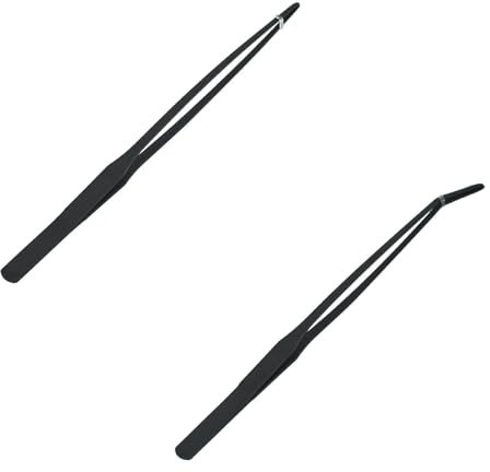 Gebogene Aquarium pinzette mit Anti-Carbon-Beschichtung, Aquarium Futterpinzette, Aquarium zange, Futterzange, Reptilien Futterpinzette für Pflanzen Eidechsen Spinnen Schlangen 25 cm (2PC)