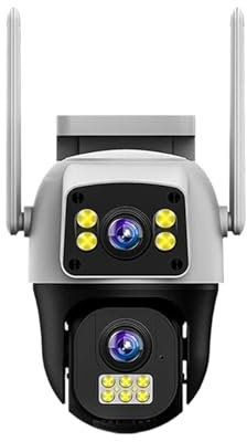 KKENZA Telecamera IP PTZ con Scheda SIM da 8 MP 4G, Doppio Obiettivo, Doppio Schermo, Wi-Fi, for la sorveglianza Esterna, rilevamento Umano(AU Plug,4G Cam ADD 32G)
