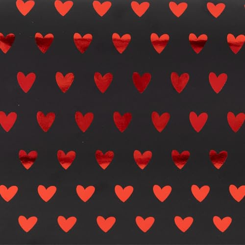 Geschenkpapier 70cm x 2m Rolle Herzen - Geschenkpapierrolle glänzend - Rot mit Herzmuster für Valentinstag Hochzeit Geburtstag Muttertag & romantische Geschenke - Premium Qualität