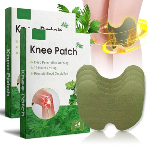 ARCHIDATE Herbal Knee Patch, 48 Pflaster Knie Gelenkpflege Wärmepflaster, Wermut Knee Pads Tiefes Eindringen Zur Linderung Von Beschwerden, Natürlich Und Mild Kniepflaster (2 x 24 pcs)