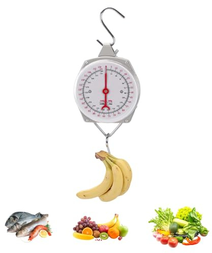 ZHYUAN Tragbare Federwaage,Ohne Batterie Angelwaage,Kofferwaage,Handwaage,Zeigerschnellwaage,Gepäckwaage,hängewaage,Federwaage,2 in 1 Zeigerschnellwaage,Maximale Tragkraft 200kg,mit 2 S-Haken