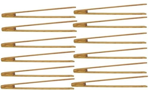 MC-Trend 12 Stück Grillzange 30 cm aus edlem Kirschholz – hochwertige Holz Küchenzange mit 2 cm Rillen für sicheren Halt – Grillzubehör & Würstchenzange für Grill, Küche & Pfanne (12)