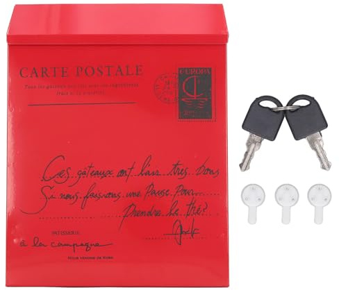 Hyuduo Boîte de Fer en Fer Boîte à Lettres Murale avec Serrure, Conception Rustique, Résistant aux Intempéries, Entièrement Assemblée, économe en Espace, pour la Maison et Le Bureau (Petites Lettres