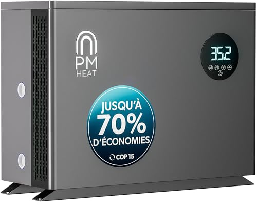 poolomio Pompe à chaleur pour piscine 60-90 m³ - Pompe à chaleur Invermo efficace 17 kW - Avec commande intelligente par application - Chauffage de piscine ultra silencieux avec commande intelligente