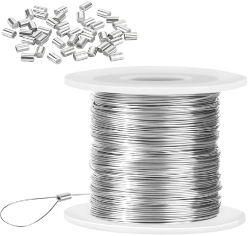 0,5 mm x 100 m - Câble métallique en acier pour cadre photo - Pour bricolage, pêche, bijoux, pêche à suspendre