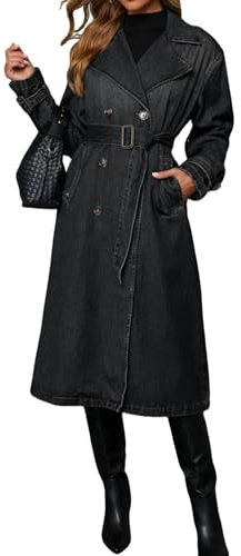 loveimgs Women's Women Long Denim Jacket Jean Trench Coat Trench Coat (pack of 1)