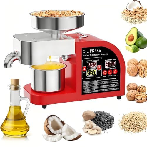 Pressa per olio elettrica per uso domestico, funzione di pressatura a caldo e a freddo, ideale per la produzione di vari oli da cucina