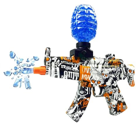 2026 Neueste Gel Ball Blaster Pistole MP5, Automatische Elektrische Splatter Ball Gun mit Schutzbrille und 30000 Munition 7-8 mm für Kinder und Erwachsene, Spielzeugpistole (Orange)