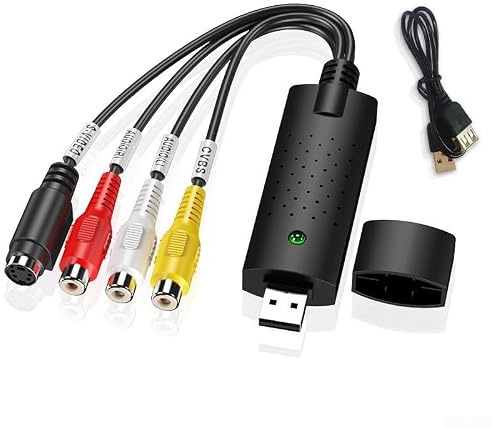 Lapiglo Tarjeta de captura de video USB para vhs a convertidor digital S Adaptador compuesto de video para videocámara VCR analógico a PC Dispositivo de grabación 720P Grabber