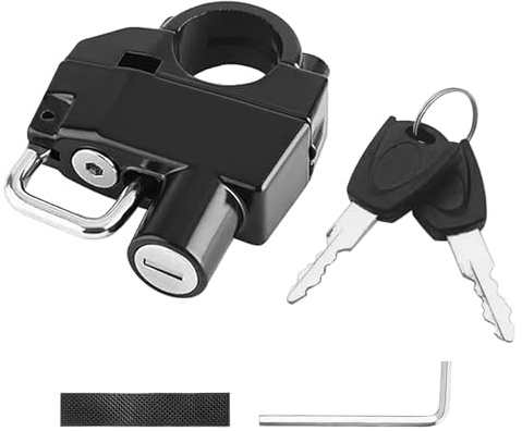 Vroomoto Cerradura para Casco de Motocicleta Cerradura de Seguridad para Casco Antirrobo Montaje en Manillar Aleación Se Adapta a 20-28 Mm Incluye 2 Llaves Llave (Versión mejorada)