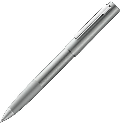 LAMY aion Tintenroller 377 – Rollpen aus nahtlos tiefgezogenem Aluminium in der Farbe Olivesilber mit hochglanzpoliertem Clip aus Edelstahl – Mit Tintenroller-Mine M 63 schwarz – Strichbreite M