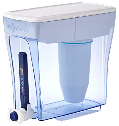 ZeroWater Carafe filtrante d'eau en 5 étapes 4,7L, certifiée NSF pour la réduction des particules de plomb, les métaux lourds et les SPFO/APFO, Blanc et Bleu