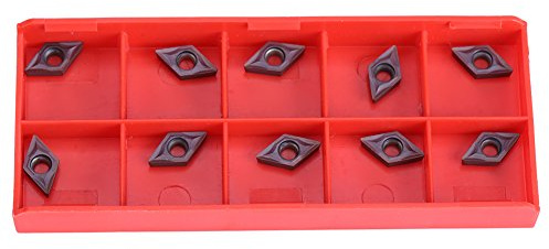 Walfront 10pcs Diamant-Form CNC Hartmetall Einsatzschneider Wendeschneid Drehmaschine Fräseinsätze Drehen Werkzeuge mit Box DCMT070202 für Halbfabrikate Stahl