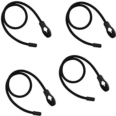 Heavy Duty Adjustable Elastics Stretch Lock Shock Bungee Cords Rope with PVC Coated Buckle All Black for Motorcycle, Cargo, Camping, RV, Trailer, Bicycle Carrier Rack, Trunk,Luggage (4 Pack)