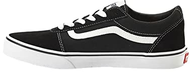 Girls Vans Size 11, Ward Sneaker Kids Shoes, Black & White Suede Canvas Lace Up Shoes, Low Top Children's Trainers, Lightweight Sports Shoes by Vans Active Wear Range (11 UK)