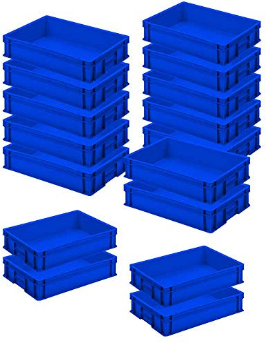 BRB 16x Eurobehälter LxBxH 600x400x120 mm, Polypropylen (PP), Inhalt 24 Liter, lebensmittelecht (blau)