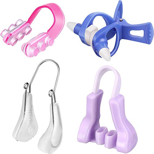 Lot de 4 pince-nez en silicone pour femme (violet, rose, bleu, transparent)