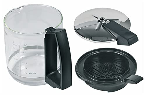 Verseuse en verre transparent noir argenté et plastique métal Krups F0464210F Cafetière à filtre Cafetière à pression également compatible avec Moulinex utilisé dans T8, etc