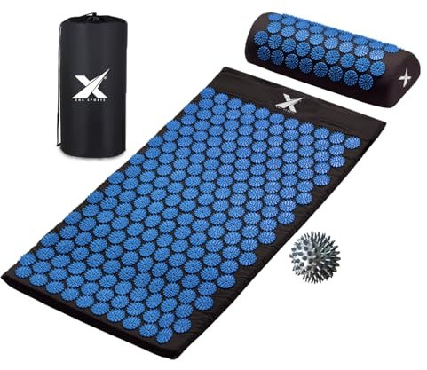 Xn8 Acupressure Mat and Pillow, Shakti Mat for Anxiety, Stress Relief, Back Pain, Muscle Relaxation & Recovery, Portable Reflexology Acupuncture Mat, Spiky Mat for Men & Women, Includes Travel Bag