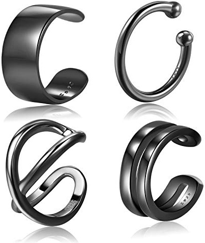 CHIC & ARTSY Ear Cuff Set Damen Ohrmanschette Ohrringe 925 Sterling Silber Earcuffs Set Helix Knorpel Ohrmanschette Ohne Ohrloch Wickelohrring Fakepircings Ohr Cuffs Ohrklemme