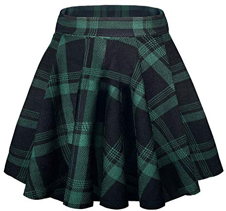 Donna Base Casual Elastico Vita Svasato Mini Gonna Eleganti A-Linea Pull-On Skater Gonne(S, 18)