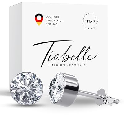 TIABELLE – Ohrstecker RISE aus Titan mit funkelnden Swarovski® Zirconias – Ohrringe für Damen – allergenfrei & hautverträglich – Handmade in Germany
