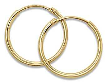 Mary & Jules Creolen Gold aus 925 Sterling Silber, vergoldet, schlichte, feine Damen Ohrringe Gold Creolen, Echtschmuck, Ohrstecker für Frauen und Mädchen, aus recyceltem Silber