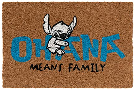 Grupo Erik Felpudo Disney Stitch Ohana - Felpudo entrada casa originales 40 x 60 cm - Alfombra entrada casa exterior antideslizante - Fabricado en fibra de coco - Productos con licencia oficial