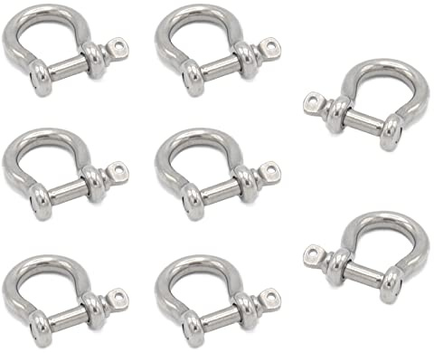 Cheerock 8 Stück Schraubstift-Ankerschäkel, Edelstahl, M5 Bogenschäkel, 3/16 Zoll D-Ring, Gabelkopfschäkel, Anker-Schäkel mit Schraubstift für Ketten, Wirerope, Paracord, Outdoor, Camping