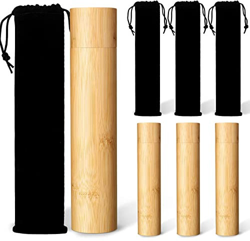 8 Stück Bambus-Urnen für Asche, Beerdigung, Urnen, Streuurnen, Mini-Urnen, Andenken, Urne, Verbreitung von Urnen und schwarzer Kordelzugbeutel für menschliche PET-Asche, 22.9x5.1 cm