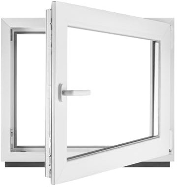 Fenêtre en PVC blanc double vitrage 4/24/4 LxH 70 x 65 cm d'ouverture Droite Toutes les tailles 700 x 650 mm Oscillo-battant 1 vantail - BauPlaza