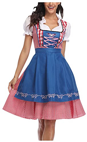KBOPLEMQ - Abito tradizionale bavarese Dirndl da donna, per feste di carnevale, stile da birreria, Azzurro, XXL