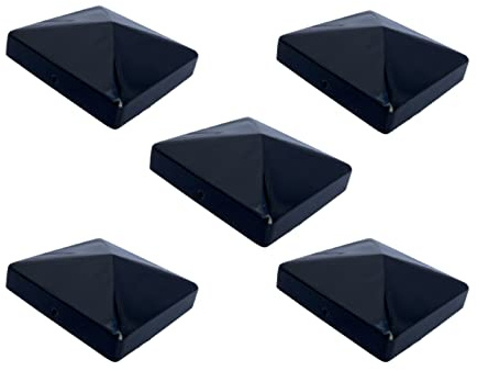Haven Heritage Fence Toppers for Privacy - Pyramid Square Black Metal Fence Post Caps, Fence Post Caps, Metal Square Black Top Post Caps, Wooden Fence Post Caps - 4 100mm (5)
