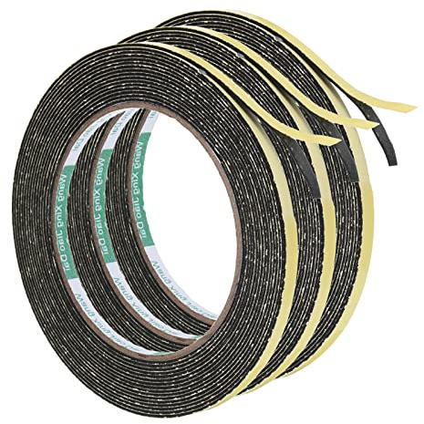 PATIKIL 16.4ft/5m Coupe-Froid Scellement 3 Rouleau 5mm Large 1mm Épais | EVA Mousse Ruban Adhésive Bande pour Porte Fenêtre Isolation