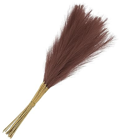 sourcing map Lot de 15 fausses pampas - Décoration pour salon, fête, vase mural, décoration de mariage - Marron foncé - 55 cm