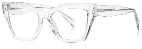 kachawoo Lenti di blocco della luce blu Cat Eye TR90 montatura per occhiali da donna computer occhiali montatura spessa, trasparente, L