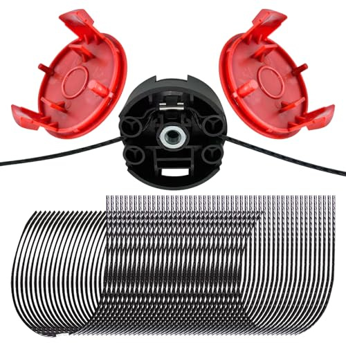 YWNYT Bosch F016800431 Trimmerfaden, 37cm x 3,5mm Strimmerfaden für AFS 23-37 Freischneider, F016F04839 Trimmerköpfe, F016F04841 Fadenspulenabdeckung für Stringtrimmer (50 Stück+2+1)