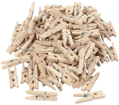 600 mini mollette in legno, 25 mm, piccole mollette in legno, ideali per pareti fotografice, progetti di bricolage e progetti fai da te