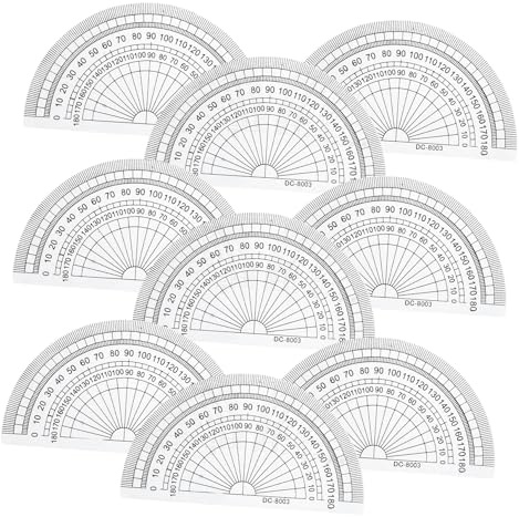 SHINEOFI Set 10 Goniometri Da 180 Gradi in Plastica Trasparente Righello Geometrico Per Scuola Strumento Di Misurazione Angoli Preciso E Resistente Per Matematica E Disegno Tecnico