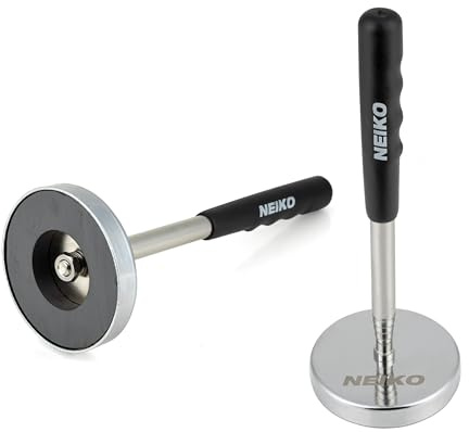 NEIKO 53426A 35LB Magnetic Pick Up Tool, Large Magnet with 3.3 Head, Extendable Magnetic Sweeper on a Stick up to 33.5 Inches, Nail Finder Pickup Tool, 5 Section Stainless Steel Shaft