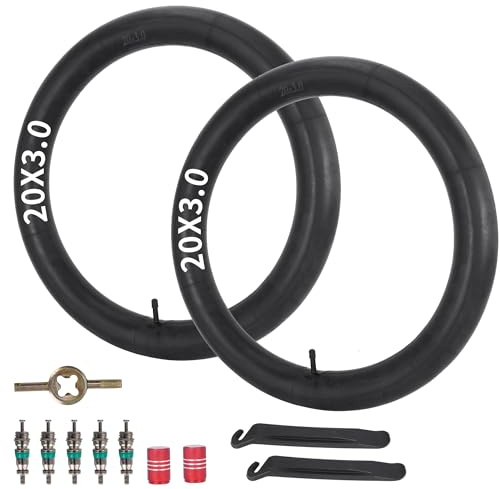 20 x 3,0 Fat Bike Schlauch AV32 mm Schrader-Ventil | kompatibel mit 20 x 3,0 20 x 3,2 20 x 3,3 20 x 3,5 Fat Tire Ebike Elektrofahrrad 20Fahrradschlauch mit Reifenhebern 2er-Pack