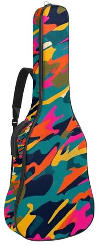 Schöne Gitarrentasche für 40/41/42 Zoll Gitarren Wasserdicht Mehrere Taschen Tarnmuster, Mehrfarbig Nr. 04, 42.9x16.9x4.7 in, Gitarrentasche